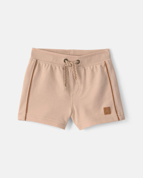 baby boy french terry shorts - tan