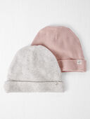 Pink, Sweet Cream - Baby 2-Pack Organic Cotton Rib Caps, Selected