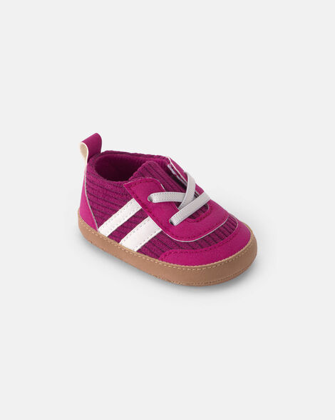 baby girl striped sneakers - burgundy
