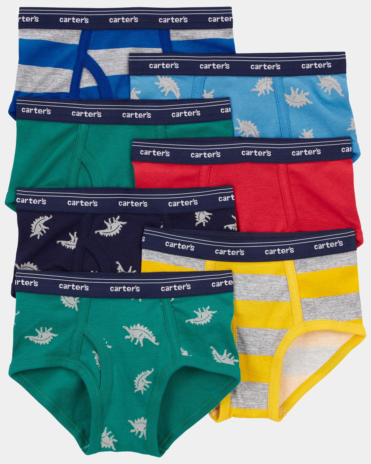 Carter's 5pc Kid Boy Navy, Grey Dino Striped Cotton Boxer Briefs main image 1
