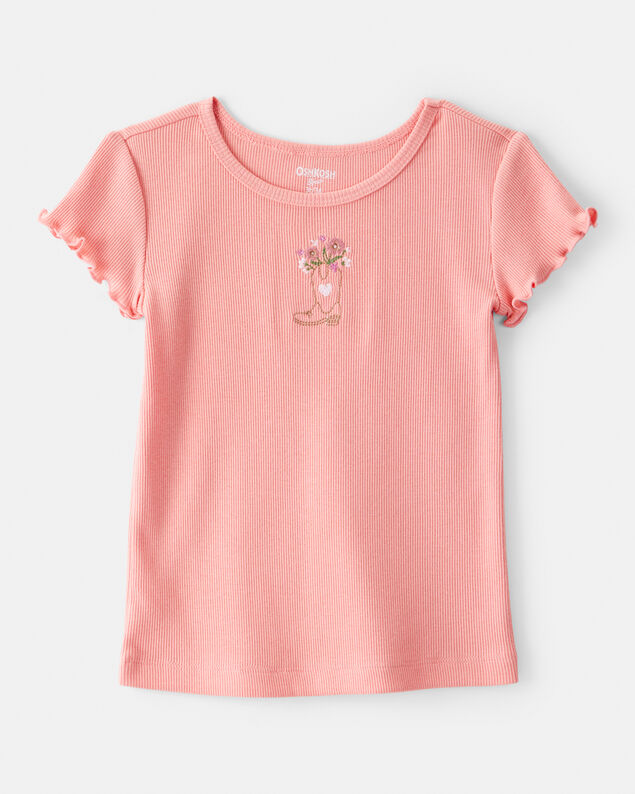 Product image 1 of Toddler Girl Cowgirl Boot Cotton Short-Sleeve Top - Pink