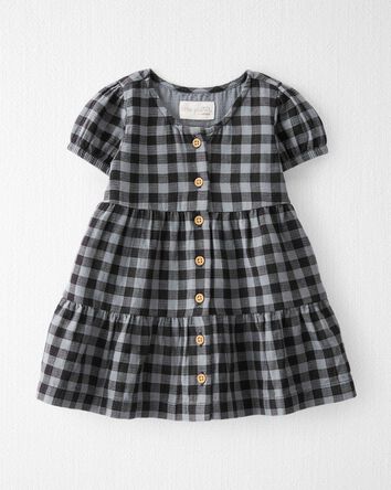 Baby Organic Cotton Plaid Button-Front Dress