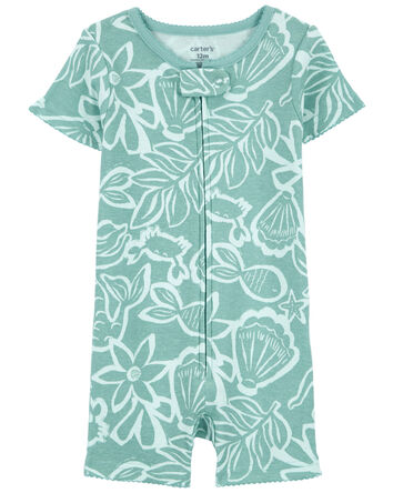 Toddler 1-Piece Ocean Print 100% Snug Fit Cotton Romper Pajamas