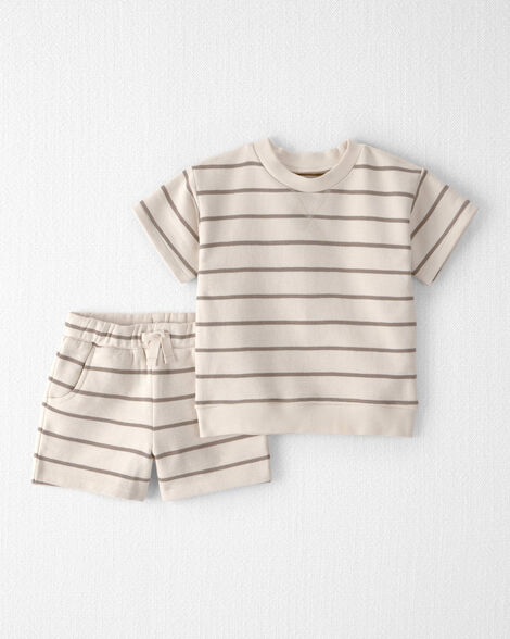 Toddler 2-Piece Organic Cotton Top & Short Set in Stripes