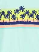 Mint - Kid Palm Tree Long-Sleeve Rashguard Swim - Mint Blue, Selected