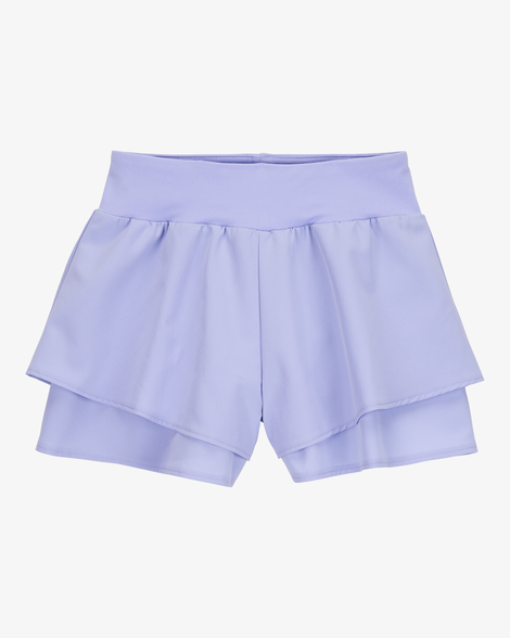 kid flowy layered flip short - purple