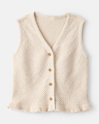 Product image 1 of Toddler Girl Button-Up Sleeveless Vest - Cream