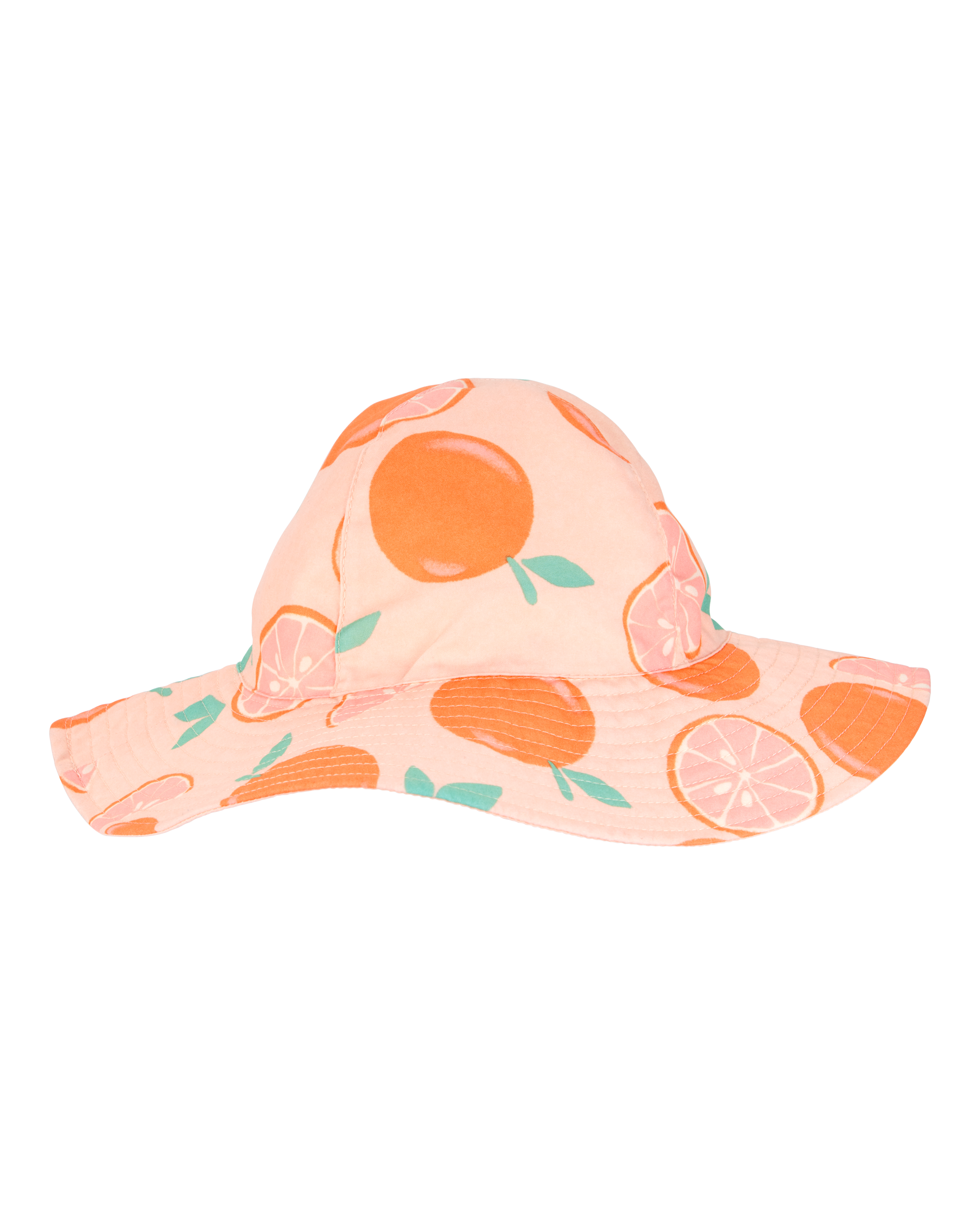 Toddler Girl Orange Fruit Print Reversible Swim Hat - Orange/Peach