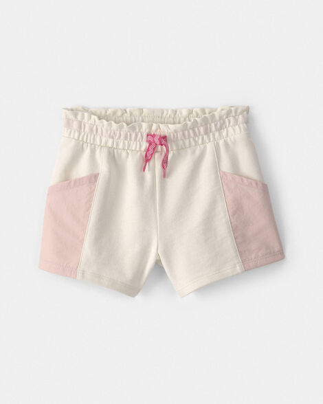 toddler girl french terry shorts - pink/ivory