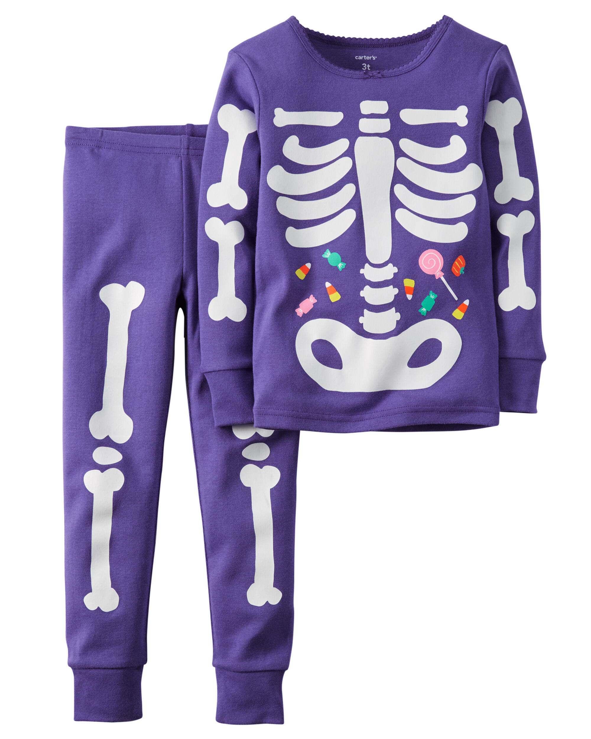2 piece snug fit cotton glow in the dark halloween pjs loading zoom