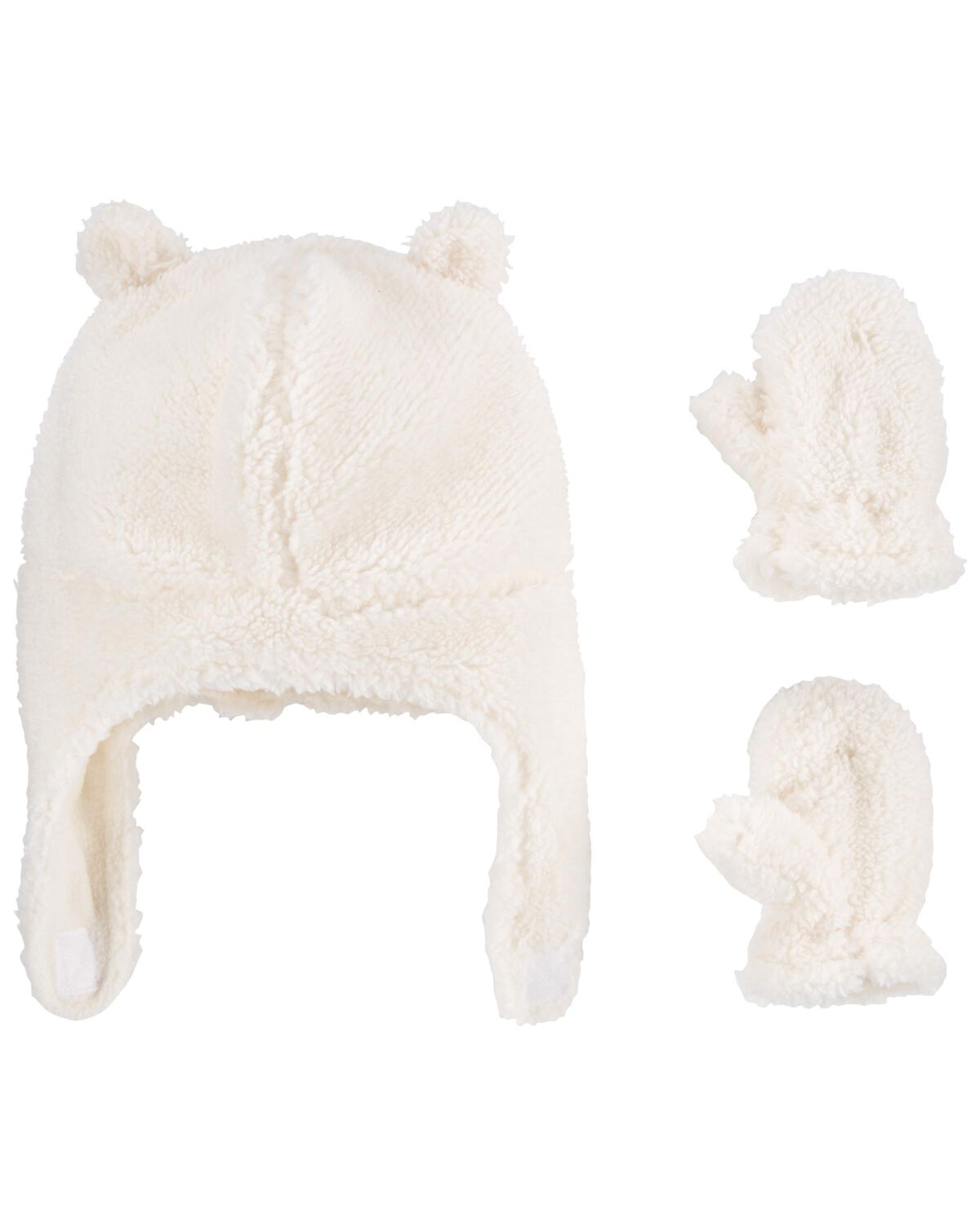 Ivory Baby 2Pack Sherpa Hat & Mitten Set