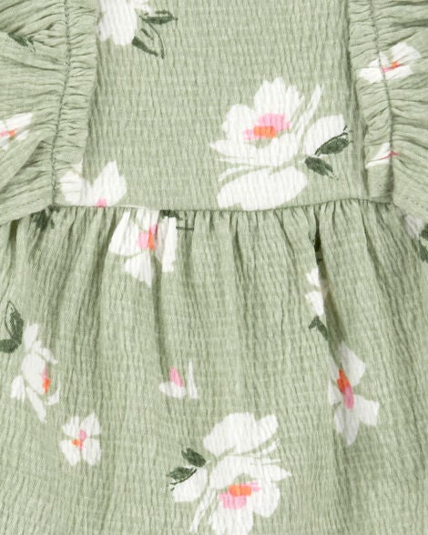  Product image 2 of Baby 3-Piece Floral Gauze Outfit Set - Green
