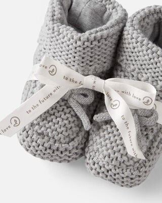 Product image 2 of Baby Organic Cotton Crochet Booties in Gray