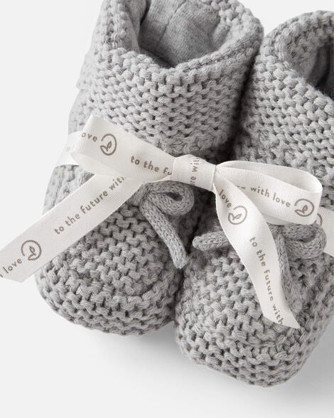  Product image 2 of Baby Organic Cotton Crochet Booties in Gray