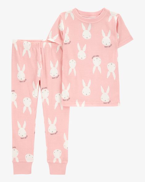  Product image 1 of Baby Bunny Print Easter Snug Fit Cotton 2-Piece Pajamas - Pink