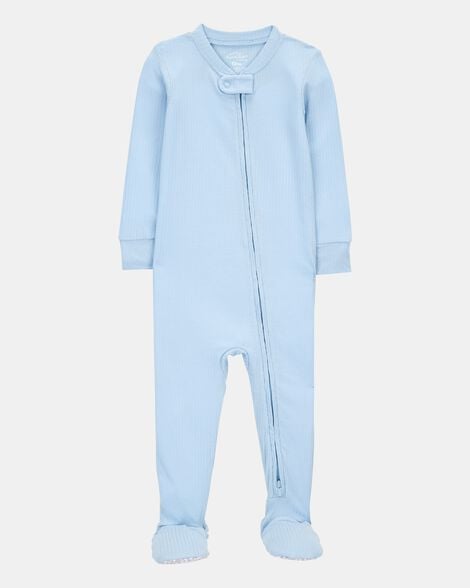 baby solid purelysoft footie 1-piece pajamas - blue