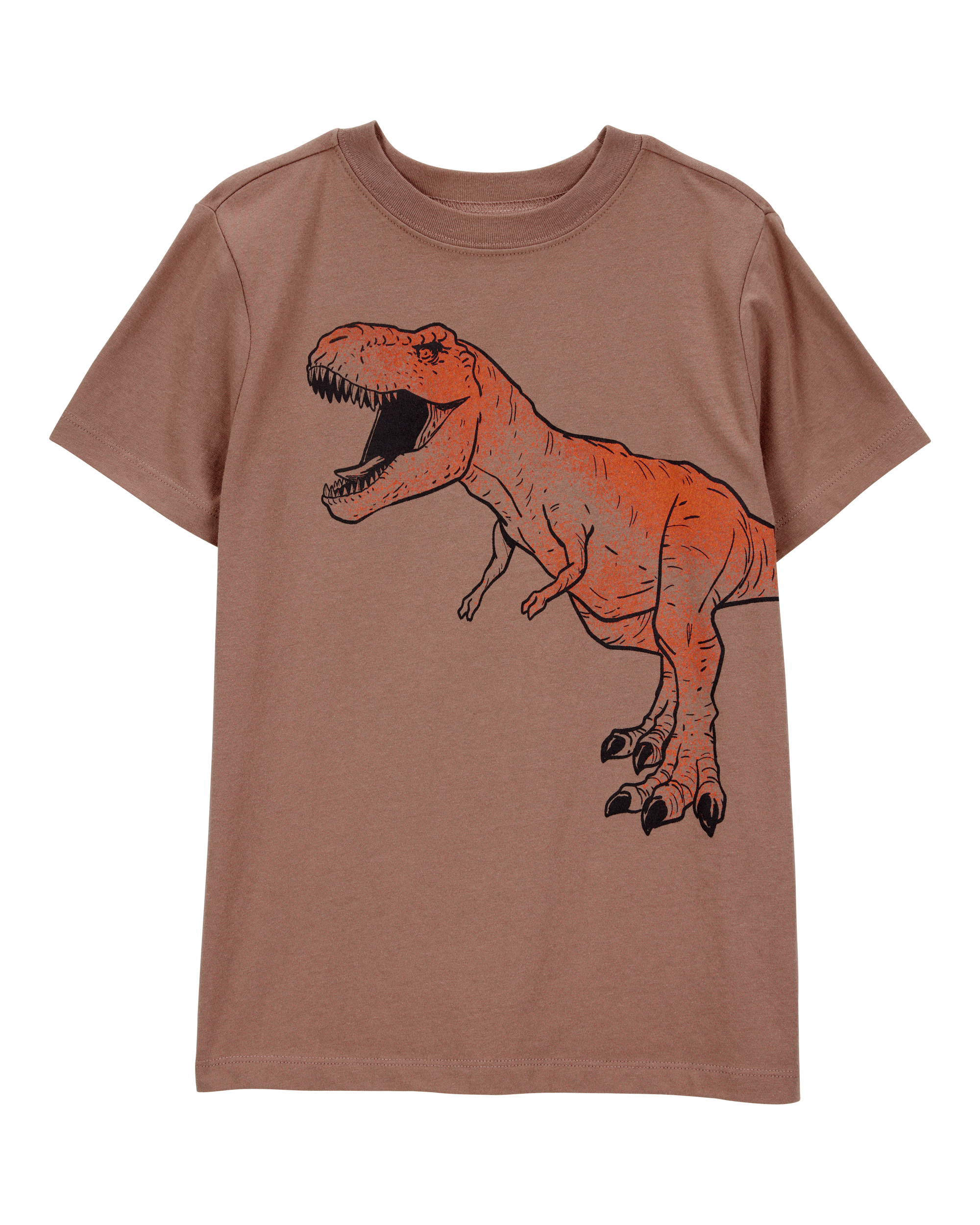 Kid Dinosaur Short-Sleeve Graphic Tee- Brown