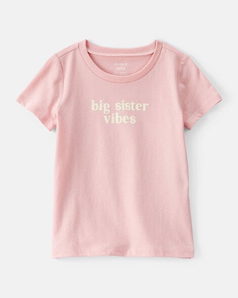 toddler girl big sister short-sleeve graphic tee - pink