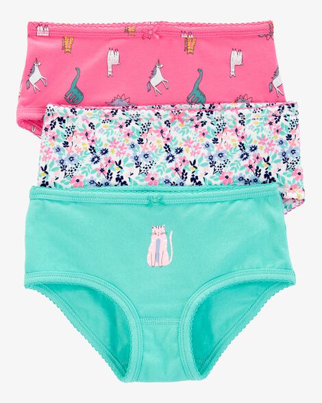 3-Pack Cat Print Brief Stretch Cotton Underwear