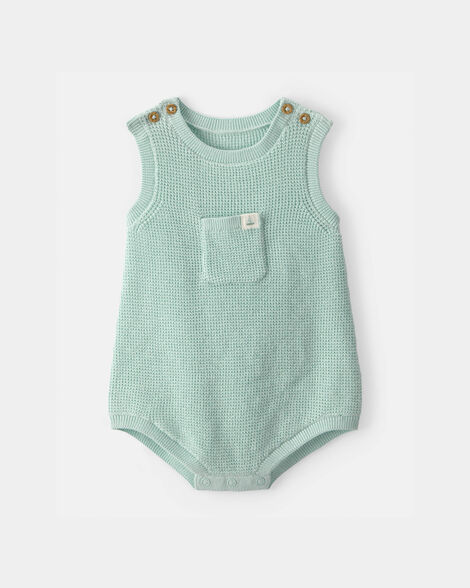 baby crochet bubble romper - green