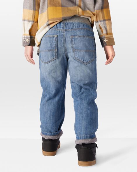 Product image 2 of Toddler Drawstring Fleece-Lined Jeans - Blue