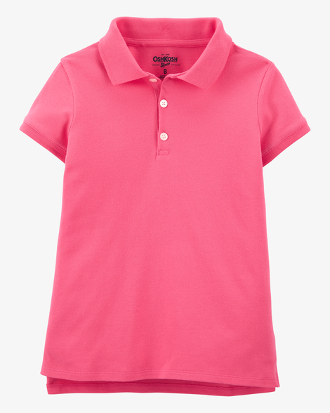 Girls Pique Cotton Uniform Polo - Pink