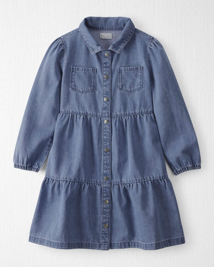 Little Planet Girls Organic Cotton Denim Dress 6 Medium Wash
