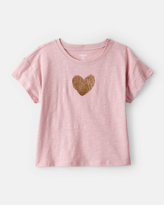 Product image 1 of Girls Heart of Gold Cotton Short-Sleeve Graphic Tee - Pink