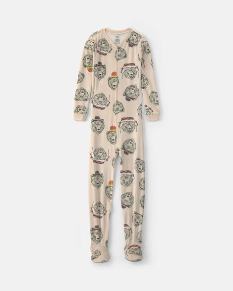 boys 1-piece bears dreamplush snug fit footed pajama - tan