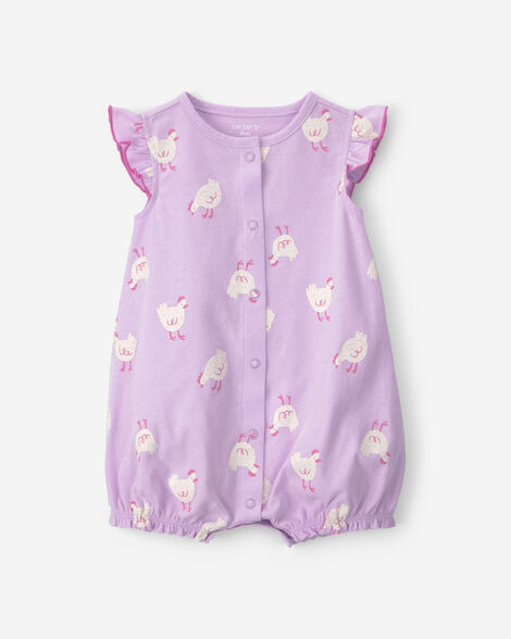 baby girl chicken romper - purple