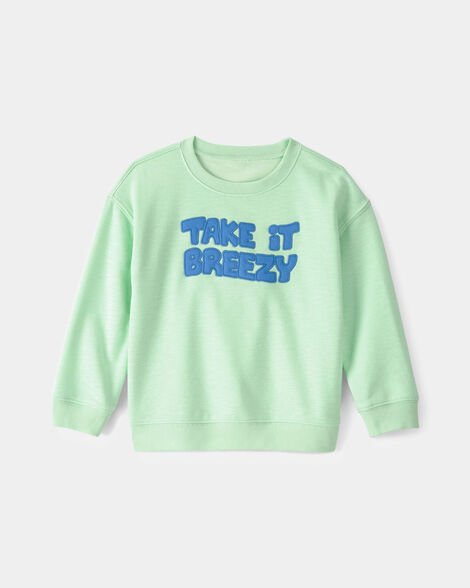 toddler 'take it breezy' french terry pullover sweatshirt - green