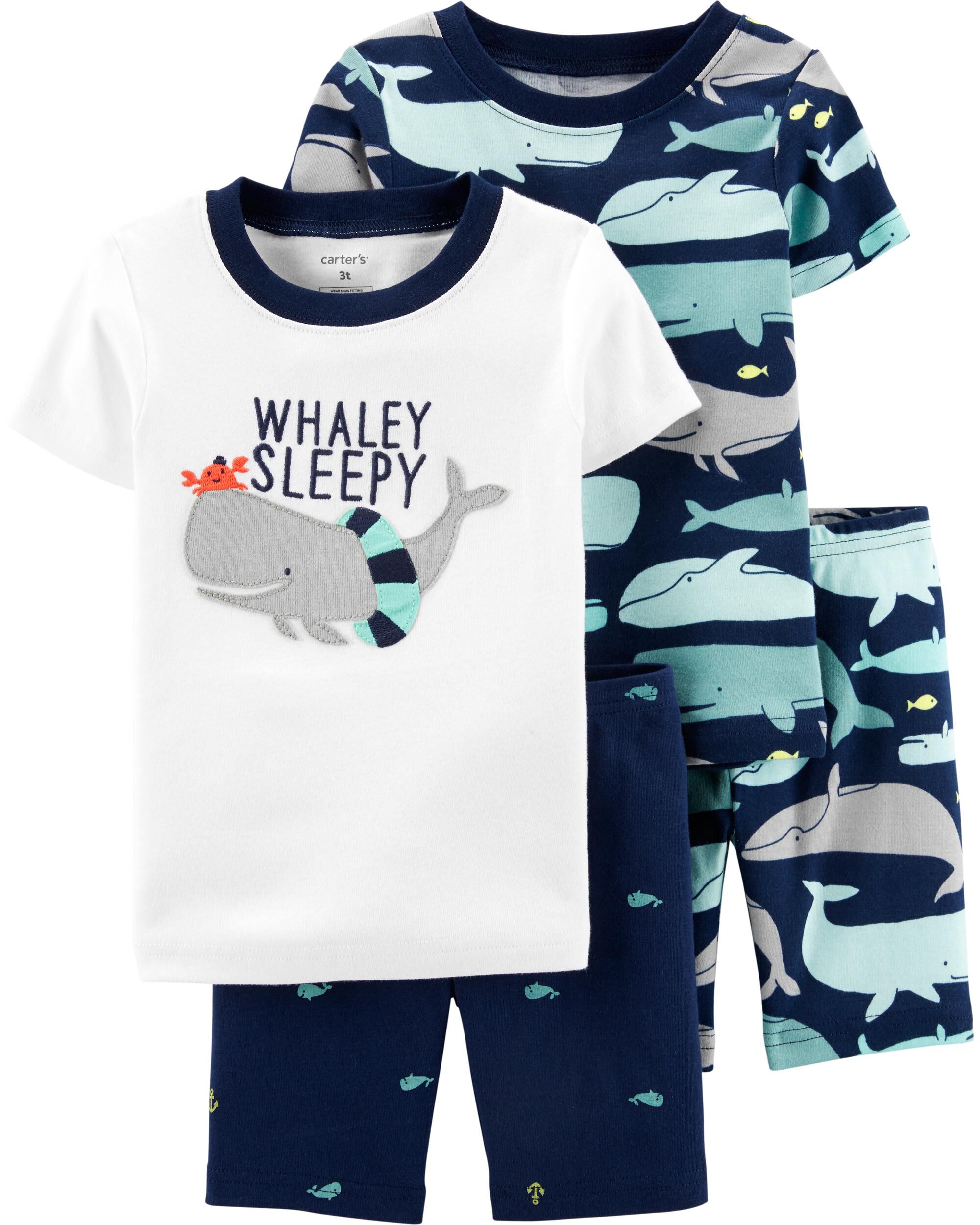 Baby Carters Baby Boys 4 Piece Slogan Tee PJ Set
