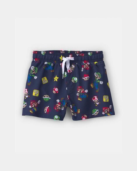 toddler boy nintendo super mario swim trunks - navy
