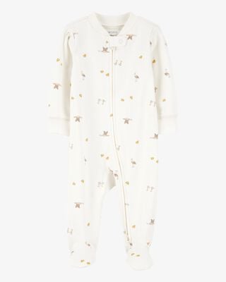 Product image 1 of Baby Mini Bird Print 2-Way Zip Cotton Sleep & Play Pajamas