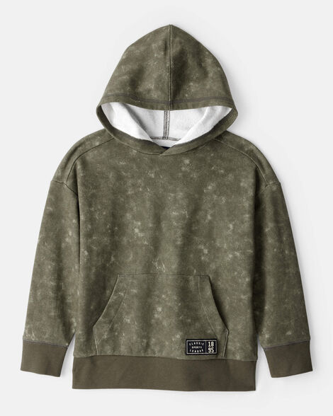 Boys French Terry Acid Wash Hoodie - Green