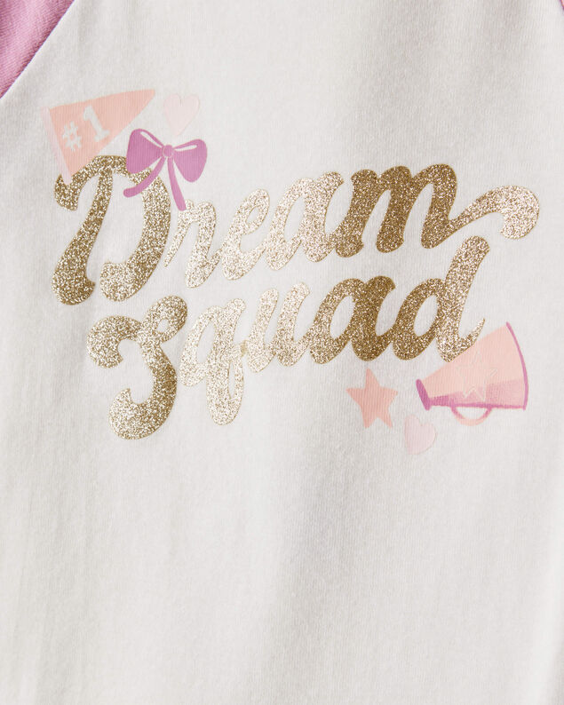 Product image 2 of Girls Cheerleading Print 100% Cotton Long-Sleeve 4-Piece Pajamas - White/Pink
