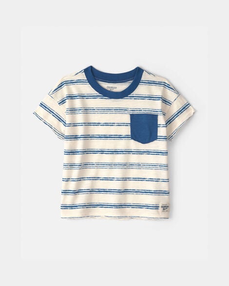 Toddler Boy Stripe Pocket Tee - Blue/Ivory