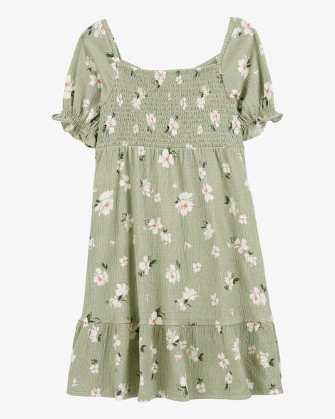  Product image 1 of Kid Smocked Floral Dress- Green