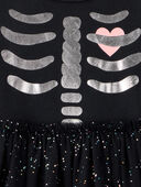 Black - Toddler Halloween Skeleton Glitter Tulle Dress - Black, Selected