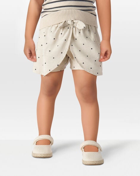  Product image 2 of Toddler Polka Dot Linen Look-Alike Skort - Tan