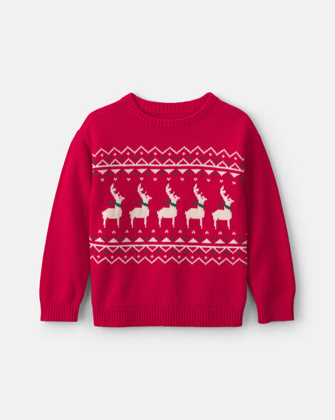 kids reindeer fair isle sweater - red