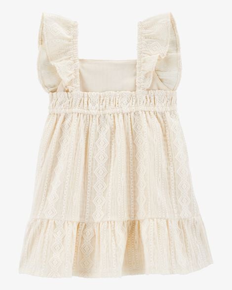 Product image 2 of Baby Tiered Flutter-Sleeve Crochet Dress - Ivory