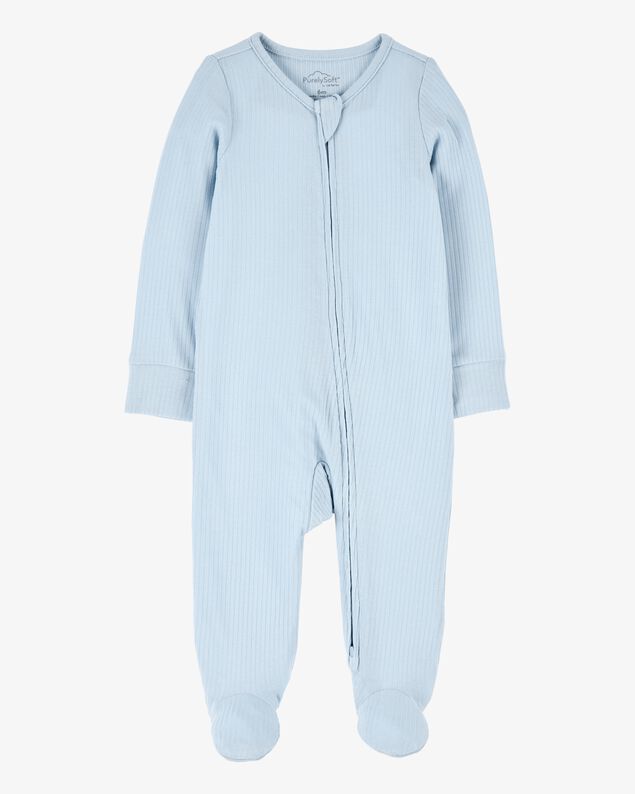Product image 1 of Baby Boy Solid 2-Way Zip PurelySoft Sleep & Play Pajamas - Blue