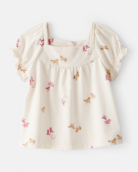 Product image 1 of Baby Girl Cowgirl Print Short-Sleeve Top - Cream