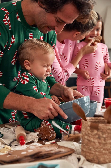 Adult 2-Piece Christmas Candy Cane 100% Snug Fit Cotton Pajamas