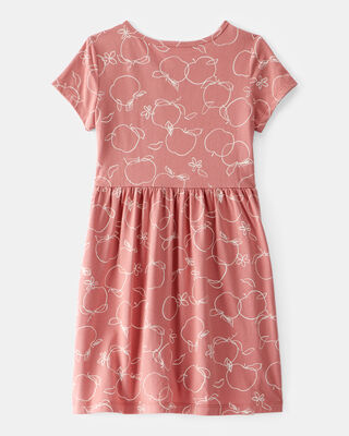 Product image 2 of Girls Apple Print Short-Sleeve Dress - Red