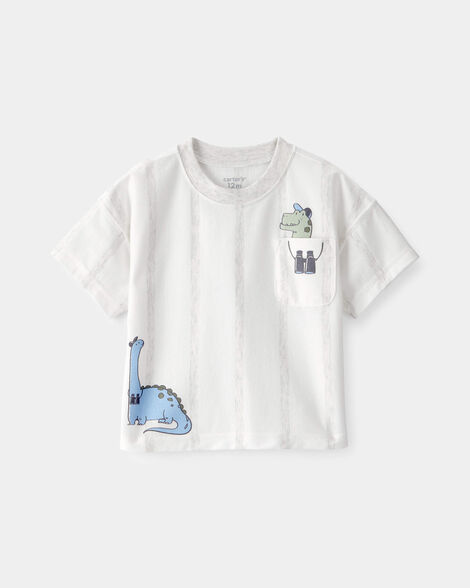 baby boy dinosaur graphic tee - white