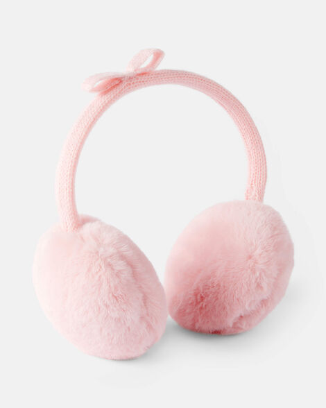 girls bow earmuffs - pink