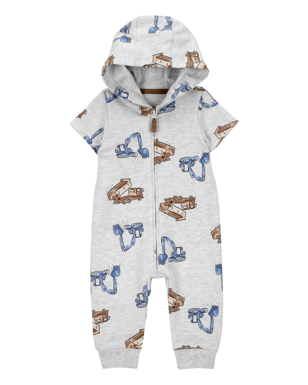 Baby Boy Construction Hooded Jumpsuit - Grey - Carter's