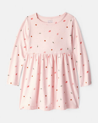 Product image 1 of Toddler Girl Leaf Print Long Sleeve Dress - Pink